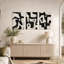 Ensemble de 3 toiles murales abstraites aux formes organiques noires et beiges-497047009