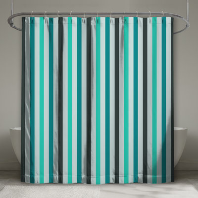 Vertical Blue Stripes Shower Curtains Extra Long