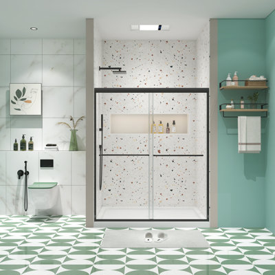 Bypass Shower Door, Sliding Door, With 1/4" Tempered Glass Finish 50-54"X70", Shower Door