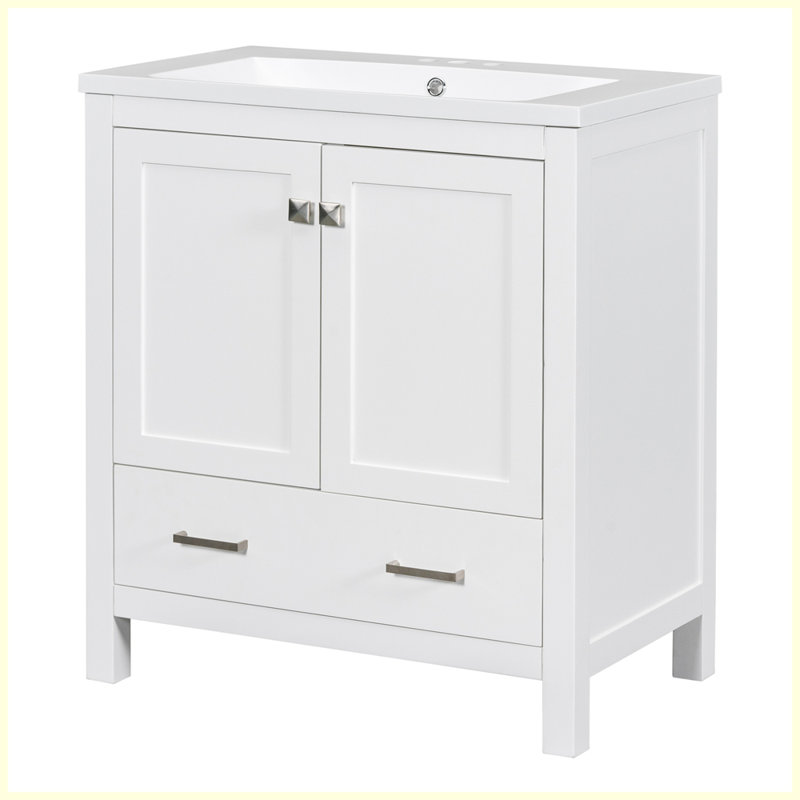 Meuble-lavabo moderne avec lavabo simple et tiroir, Blanc
