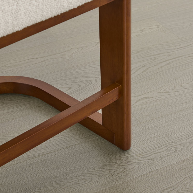 Tabouret de comptoir rembourré en bois massif, Siège perle / structure noyer