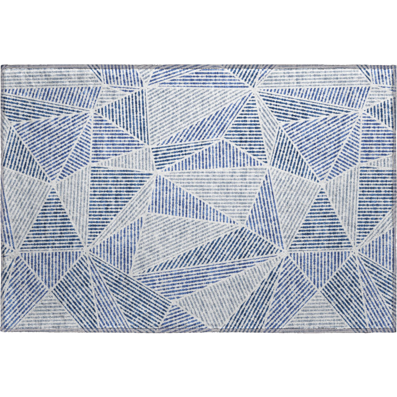 Premium Machine Washable Cerrito Navy Rug, Rectangle 1'8" x 2'6"