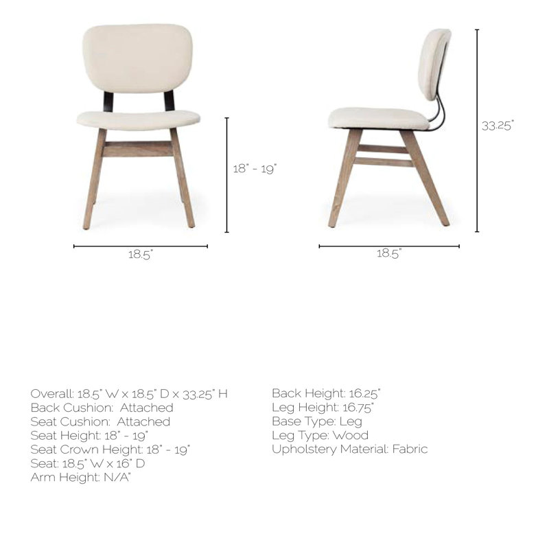 Chaise rembourrée Bagwell de couleur crème
