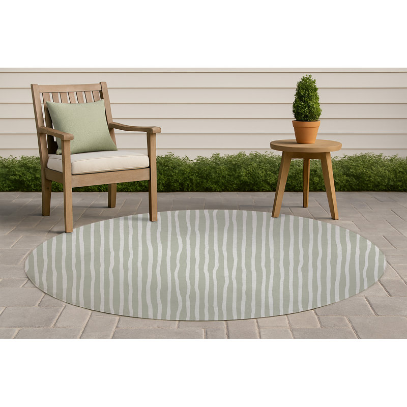 Ribbon Play Non-Slip Outdoor Rug, Round 5'