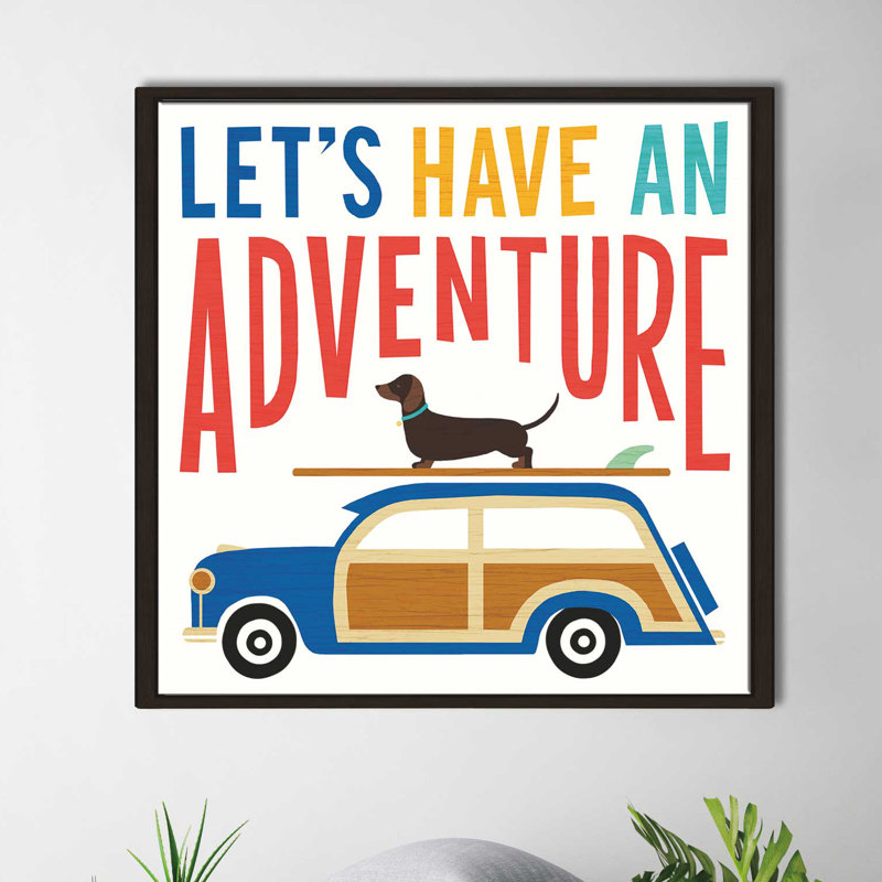 «Beach Bums Woodie», impression, H 39,5 po x l 39,5 po x P 2 po, Cadre flottant espresso