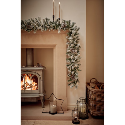 SNOWY WINTERFOLD - 6ft x 12" Christmas Garland with 100 Warm White 8 Function LEDs