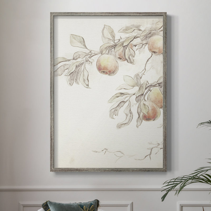 Impression florale vintage encadrée XL - bois massif, H 21 po x l 17 po