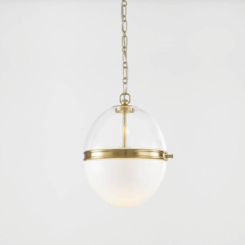 Luminaire suspendu 1 lumière Donnell, Laiton vieilli, H 15,25 po x l 12,5 po x P 12,5 po