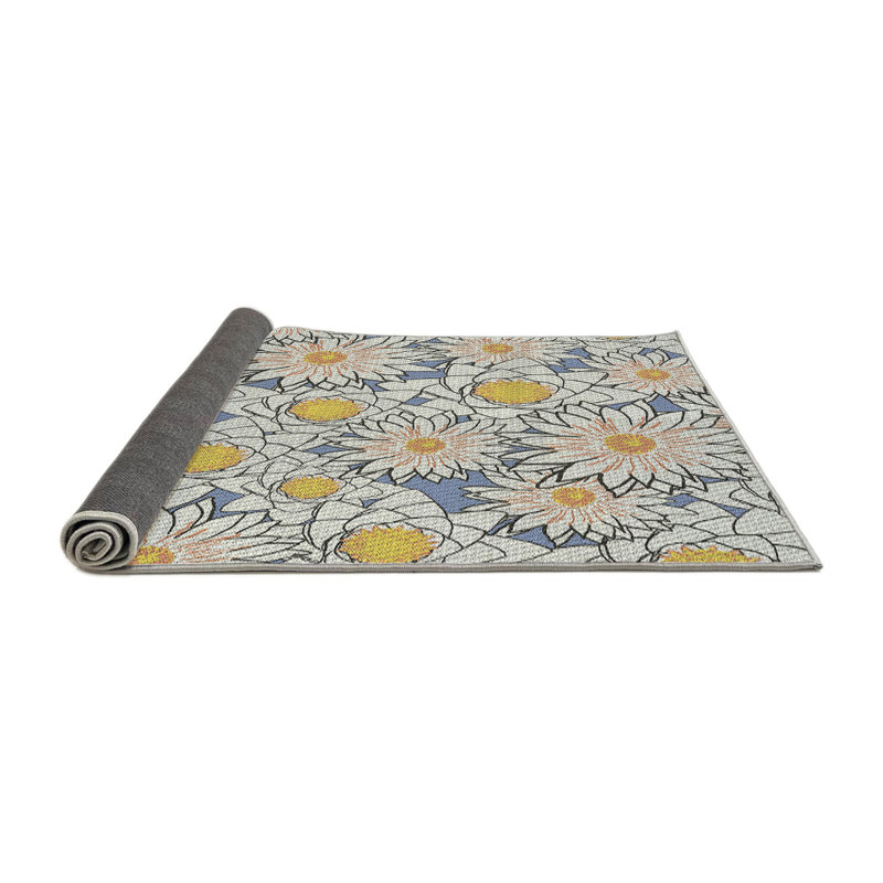 Tapis à tisser jaune/blanc/bleu, Rond 4 pi