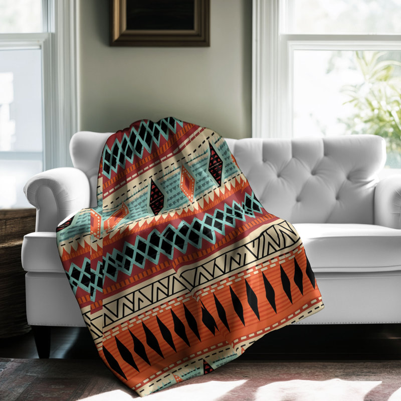 Couverture Aztec Desert Influence - 1 pièce Sherpa Premium, Grand lit