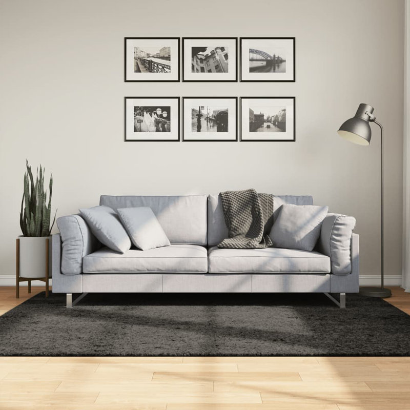 Rug "ISTAN" High Pile Shiny Look Anthracite, Rectangle 140 x 200cm