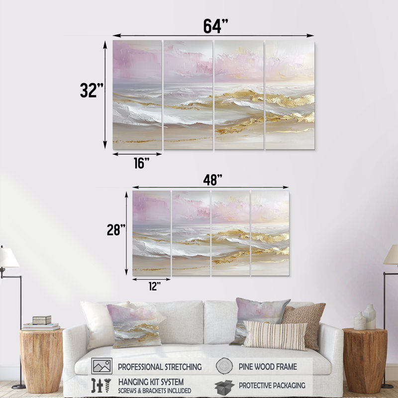 Scaggs - Beach Wall Art - ensemble de décorations murales nautiques, H 32 po x l 64 po, 4
