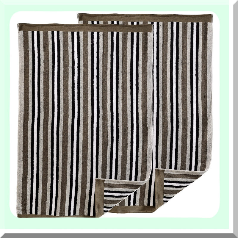 LuxStripe Premium Cotton Bath Sheet Duo - Charcoal Elegance