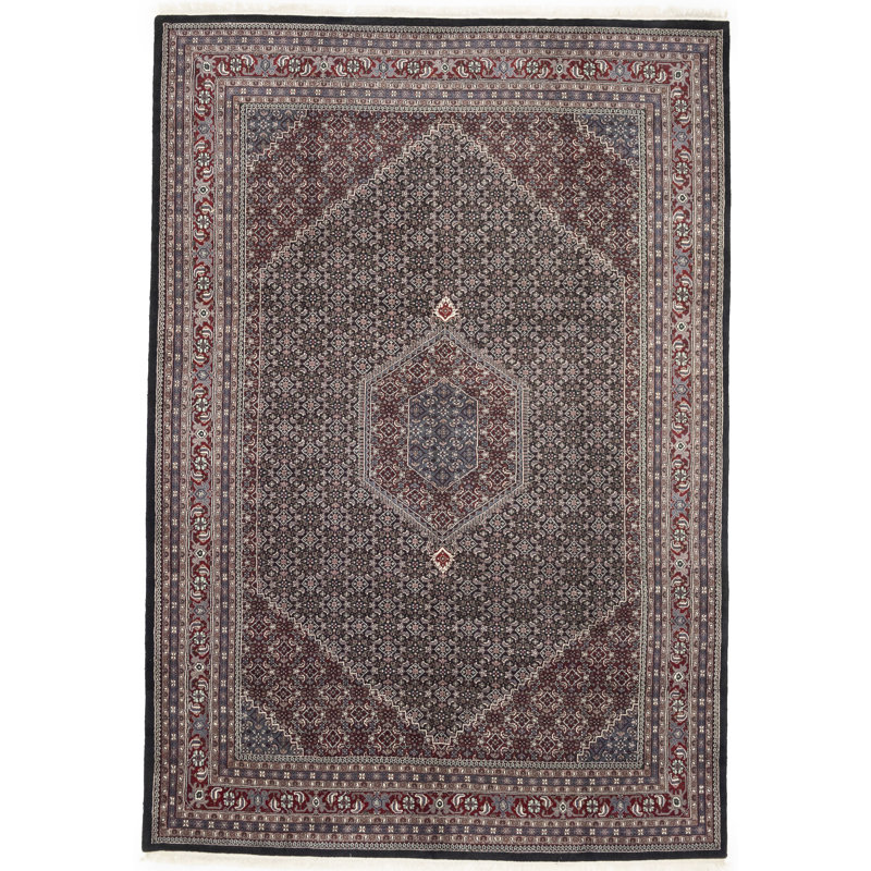 Tapis noir tribal Indo-Bidar 10X14