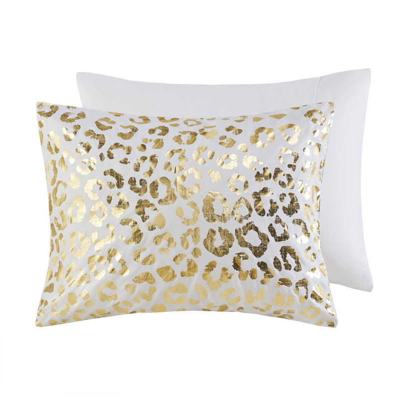 Ivory and Gold Twin Microfiber Animal Print Comforter Set
