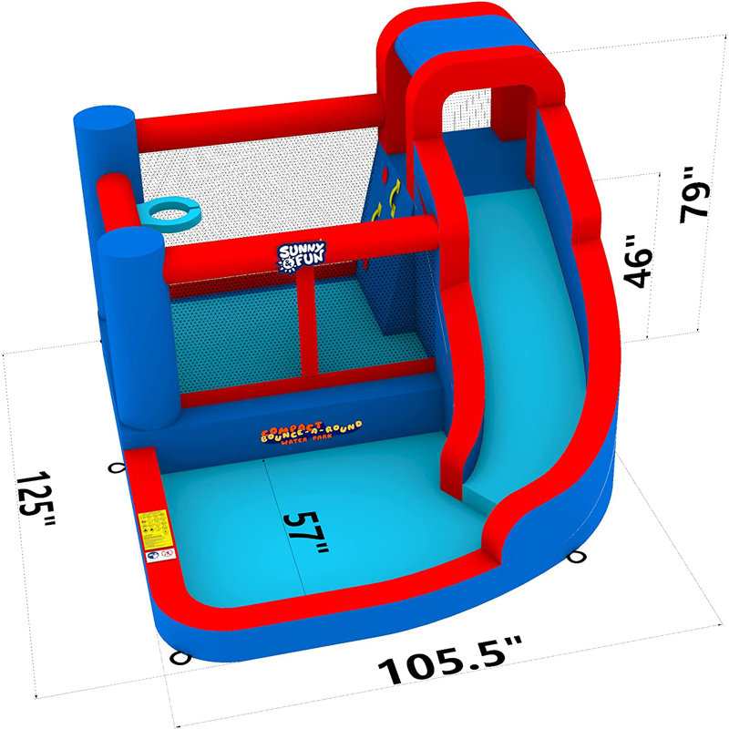 Jeu gonflable 9 pi x 10 pi avec glissade d'eau et souffleur d'air, Bleu