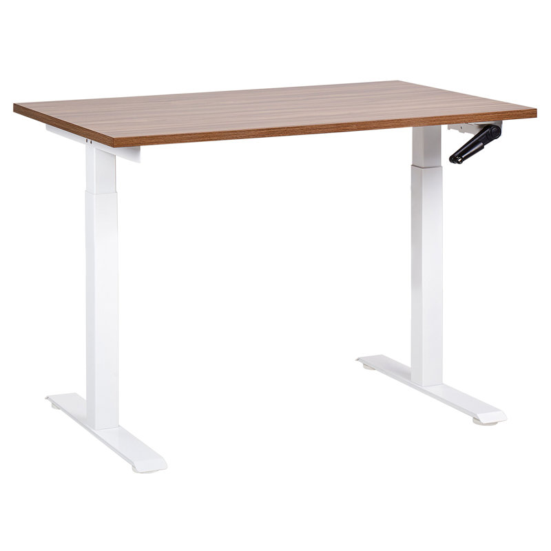 Nateasha Adjustable Metal Base Standing Desk, 119cm H x 120cm W x 72cm D, White, Brown