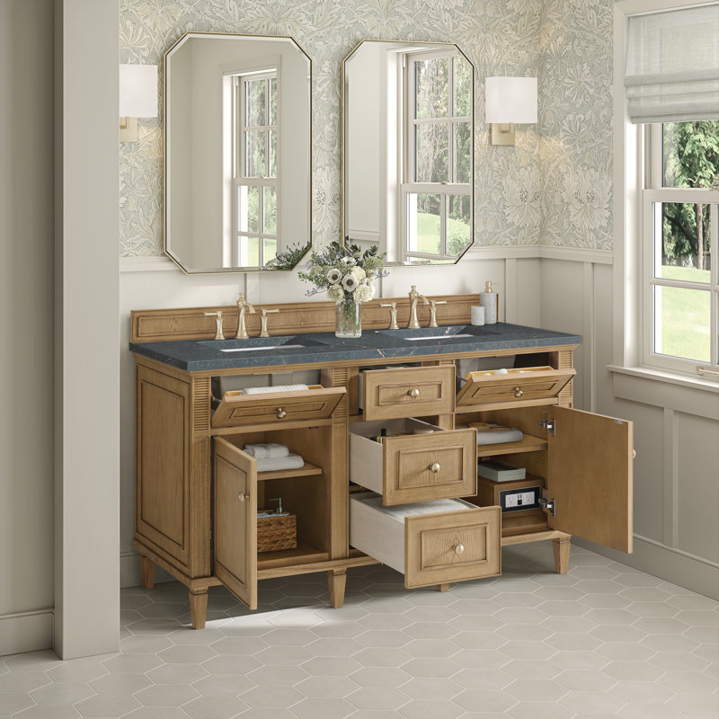 Lorelai 60'' W Double Vanity, Whitewashed Oak, Tajnar Eclos