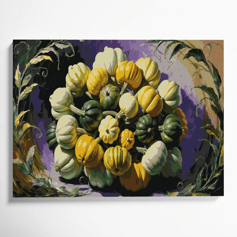 Légumes, art mural sur toile, Pattypan, H 24 po x l 36 po