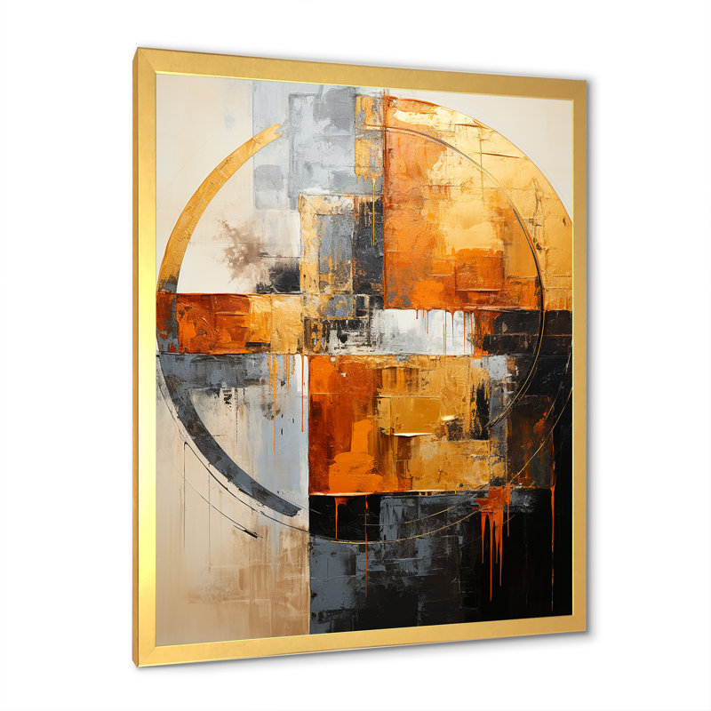 Croissants noir et cuivre - Formes abstraites, impressions sur toile, H 40 po x l 30 po x P 1,5 po, Cadre doré simple