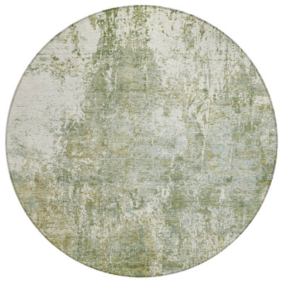 Machine Washable Indoor/Outdoor Xhevrie Aloe Rug