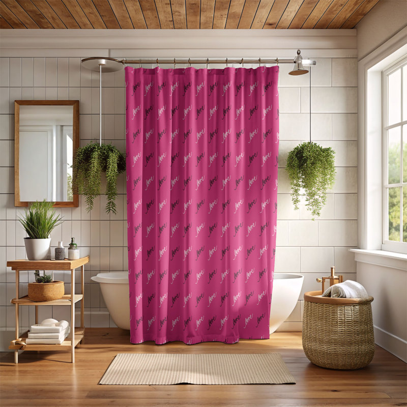 Rideau de douche Premium 18, Rose, H 74 po x l 71 po