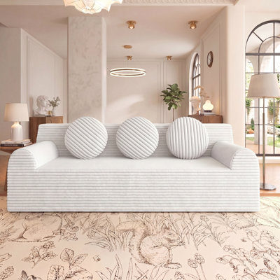 Causeuse en velours côtelé 71 po, canapé 2 places avec sièges profonds, 3 coussins et poches latérales, sans assemblage pour le bureau d'une chambre à coucher