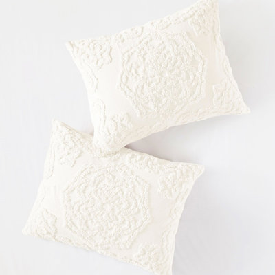 King/ King Cotton Chenille Medallion Fringe Coverlet In , Classy Globally Inspired Coverlet,
