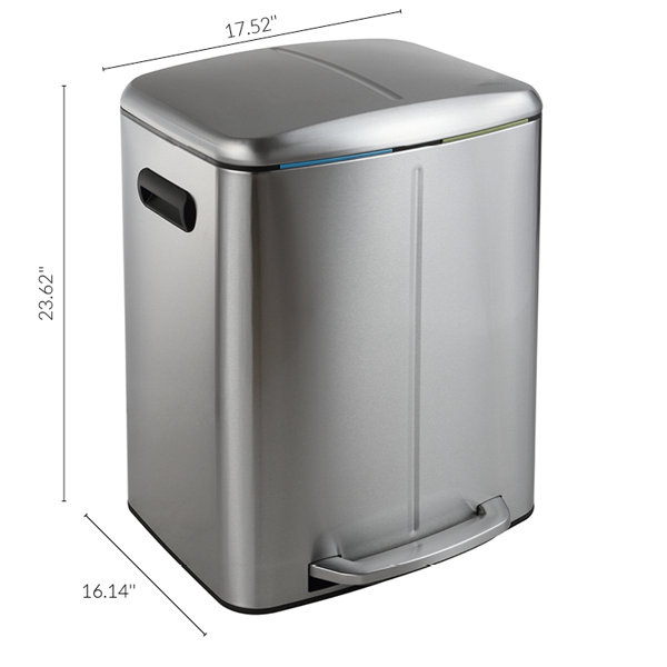 Rebrilliant + Popel Steel 21.1 Gallon Motion Sensor Trash Can