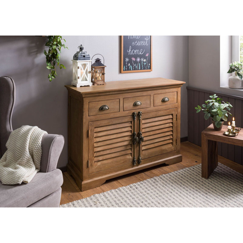 Toulouse 120 cm W Solid Wood Sideboard, Beige Oiled