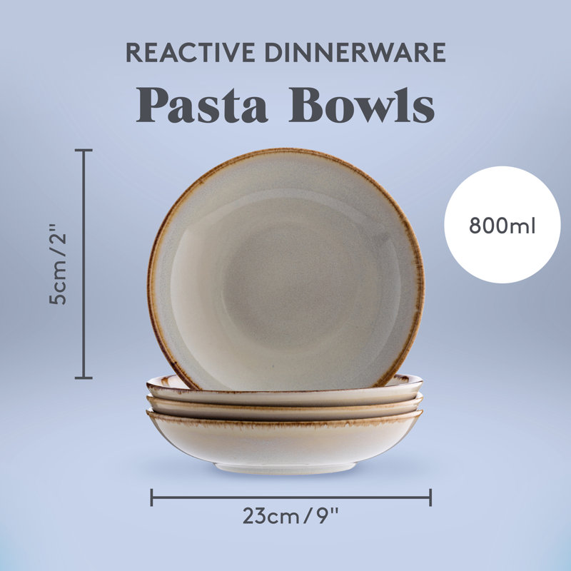 Reactive Dinnerware Pasta Bowls, Cream