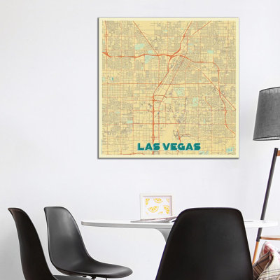 Las Vegas Retro Urban Blueprint Map by Hubert Roguski - Wrapped Canvas Print
