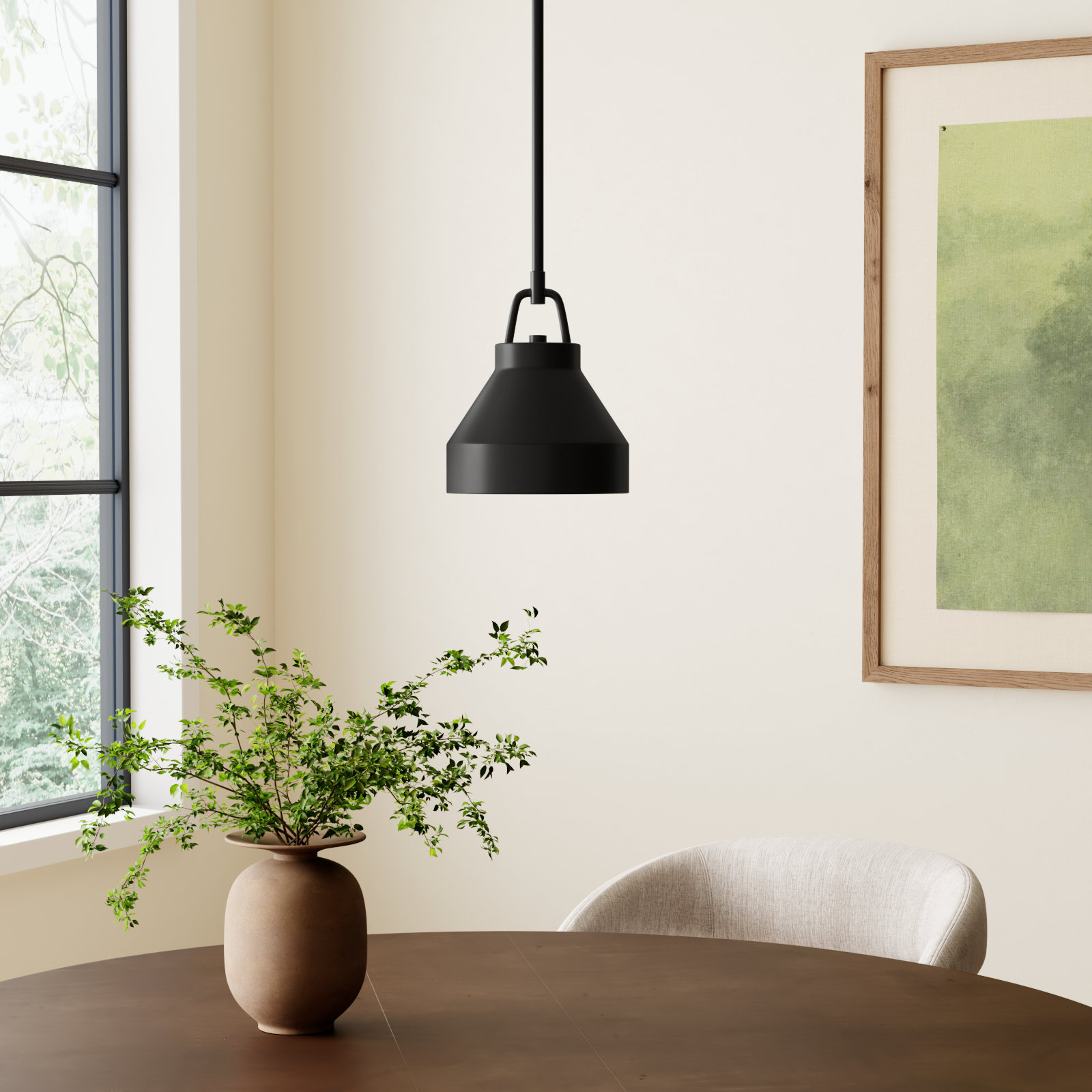 Orion Single Light Metal Dimmable Pendant, Black, 48.25" H x 8" W x 8" D