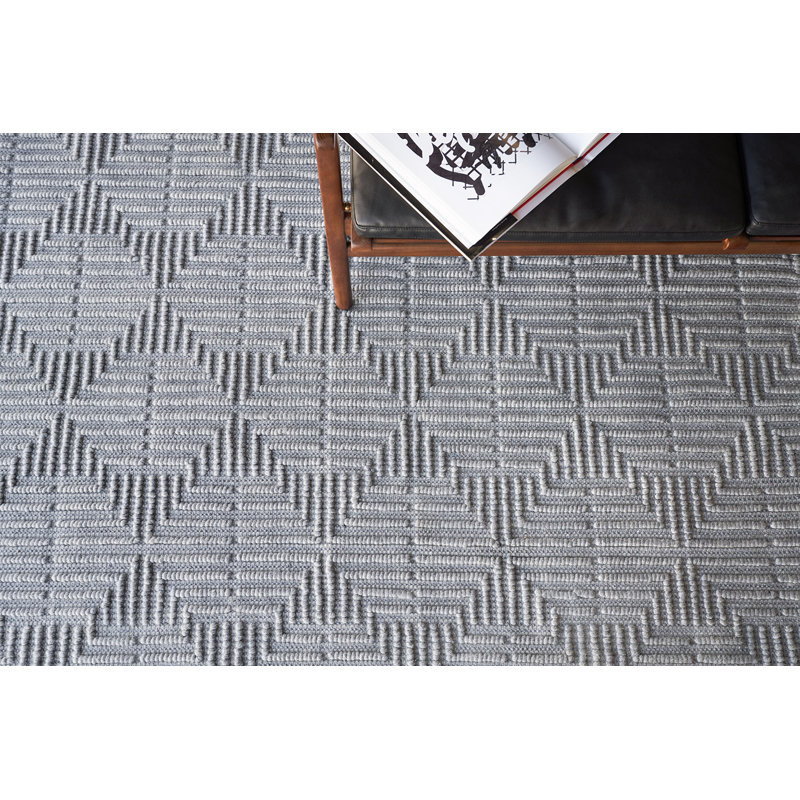 Manzoni Wool Geometric Area Rug in Gray, Rectangle 6' x 9', Gray