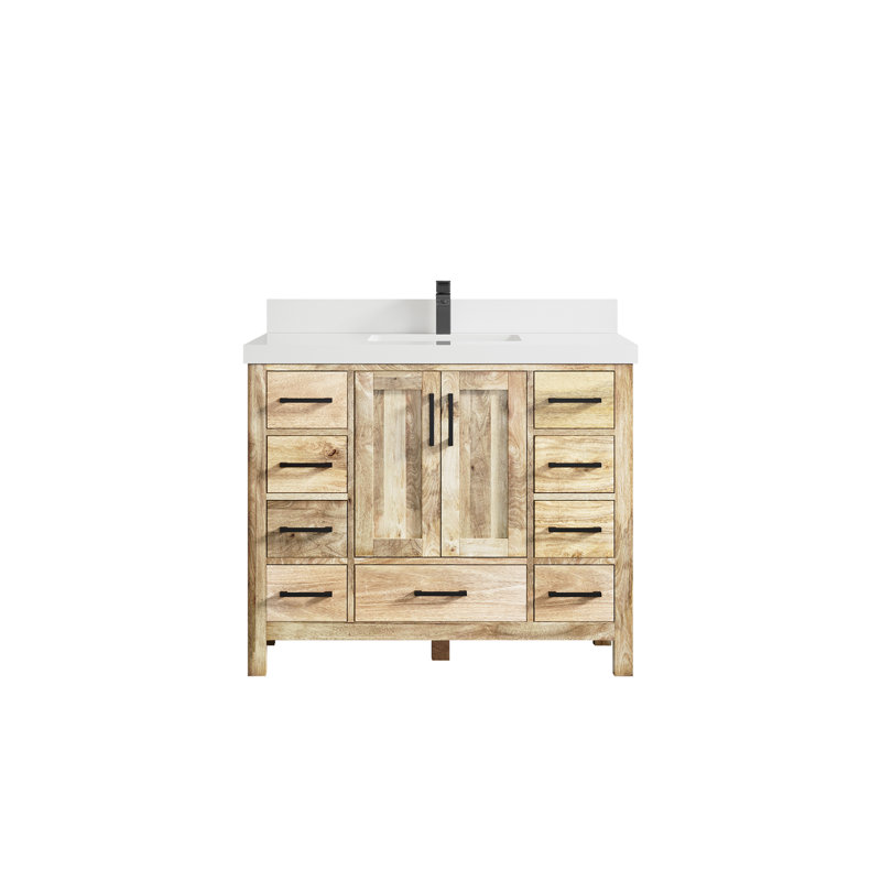 Ensemble de meuble-lavabo simple 42 po Malibu, Blanc délavé, Blanc