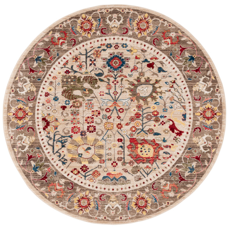 Kurtz Performance Oriental Rug, Round 4', Beige
