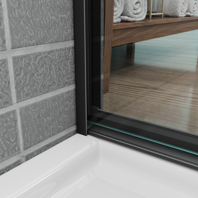 44-48" W x 70" H Framed Double Sliding Shower Door with with 1/4"(6mm) Explosion-Proof Clear Tempered Glass, Matte Black