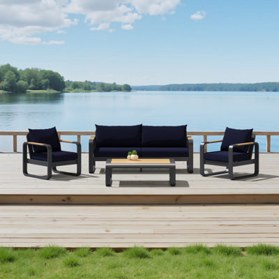 Andes 4-Piece Sunbrella® Outdoor Patio Seating Set - Canvas Navy