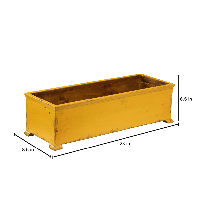 Pot à fleurs en bois Maghakia, Jaune