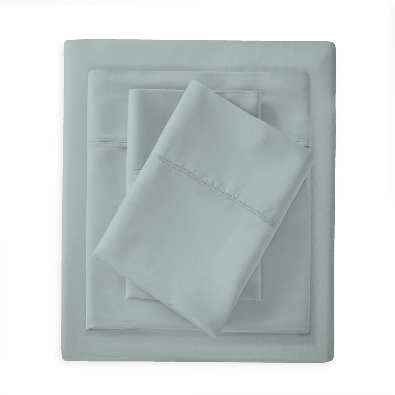 Soft & Silky Cotton Rayon Sheet Set, Full/Double, Light Blue