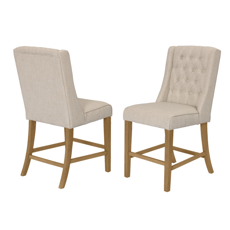 Skye Upholstered Counter Stool, Beige, Dark Gray