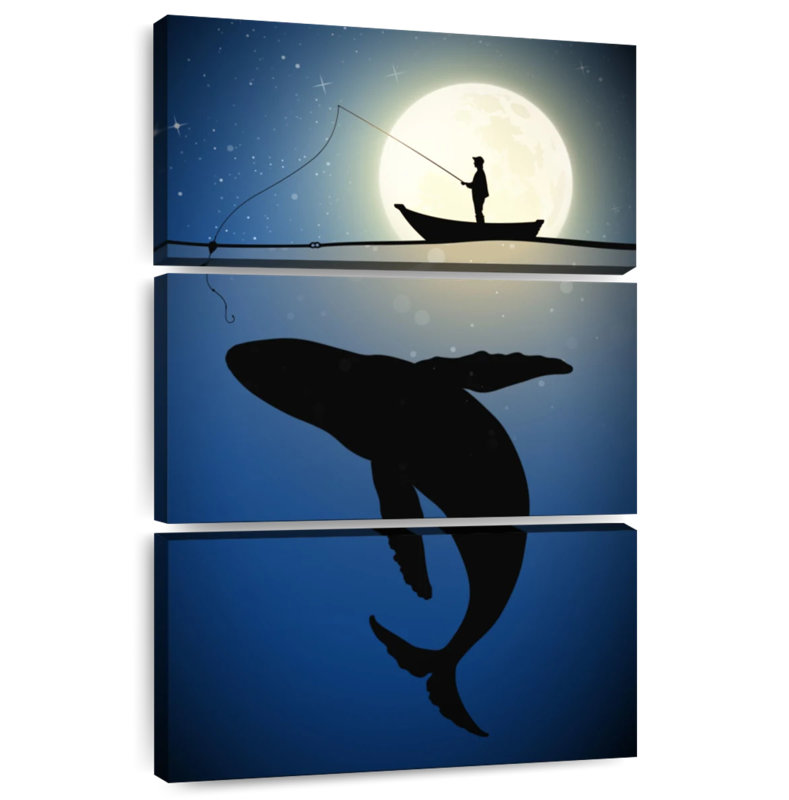 Senne Moonlit Whale Fishing, 65" H x 42" W