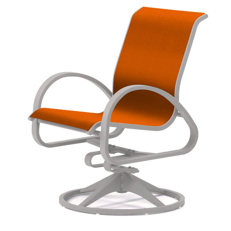 Aruba 1 Outdoor Dining Armchair, Textured Black, Canvas Tangerine Sunbrella® Canvas