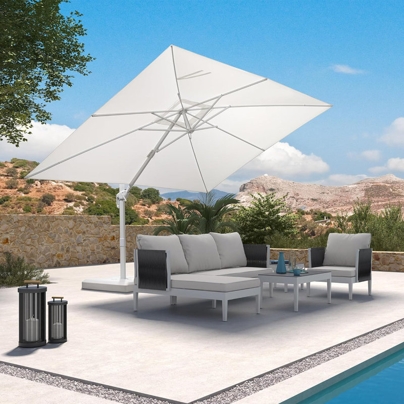 274cm X 335cm Rectangular Cantilever Parasol, White