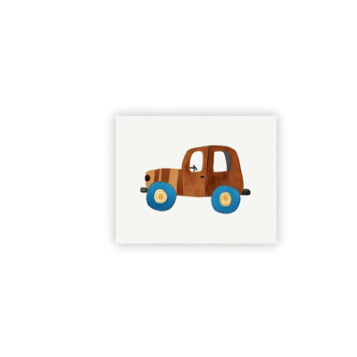 «Kid's Toy», art mural sur toile voiture brune, 20 x 16 po, cadeau de pendaison de crémaillère de salle de jeux, décoration de chambre d'enfant ou de chambre de garçon Boho