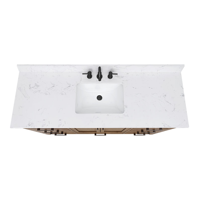 Modero 61-Inch Brushed Oak Single Vanity with White Stone Top