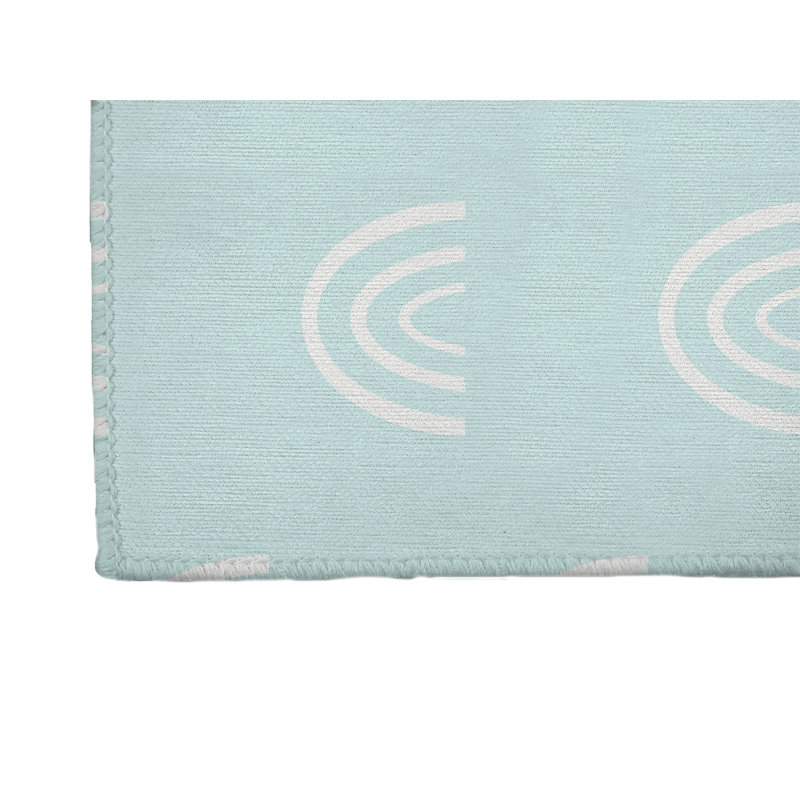 Plain Bows Kids Play Mat, Light Blue/White, Rectangle 5' x 7'