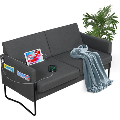 51” Comfy Loveseat Sofa With 2 USB Ports