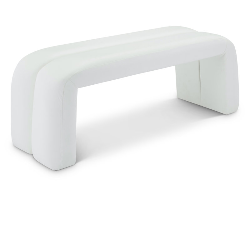 Banc rembourré en cuir Ishanjeet, Cuir végétalien blanc