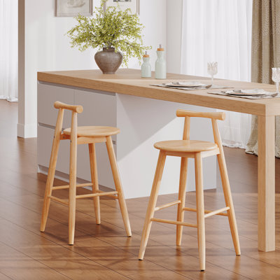 Rubberwood Barstool, Set Of 2